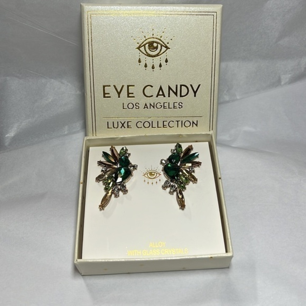 Art Gala Green Drop Earrings - Picture 2 of 3